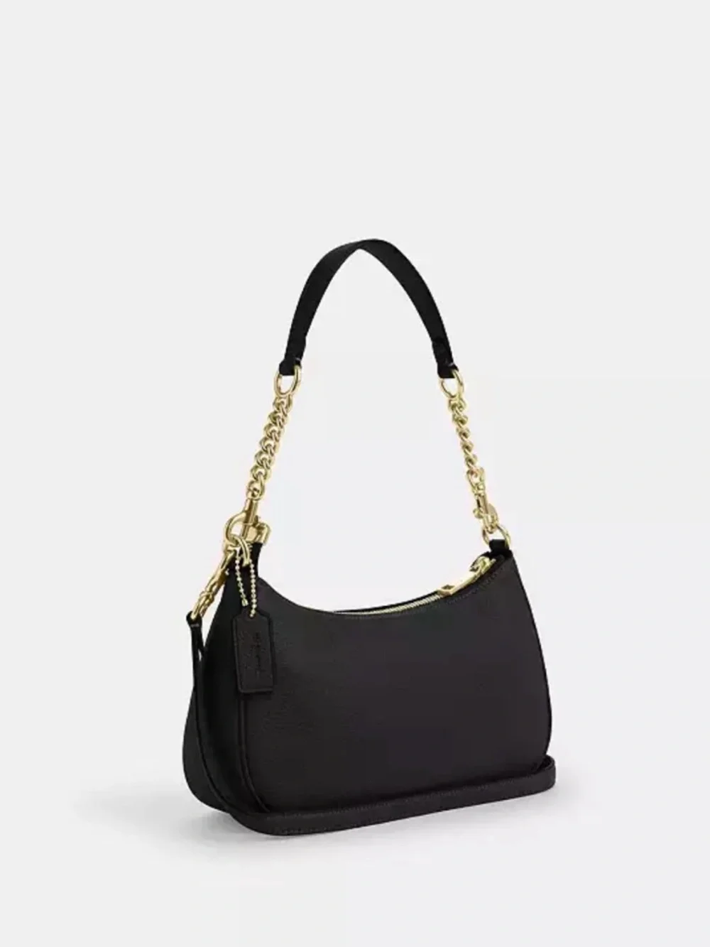 COACH Black Pebbled Leather Shoulder Bag with Gold Hardware - Picture 3 of 8